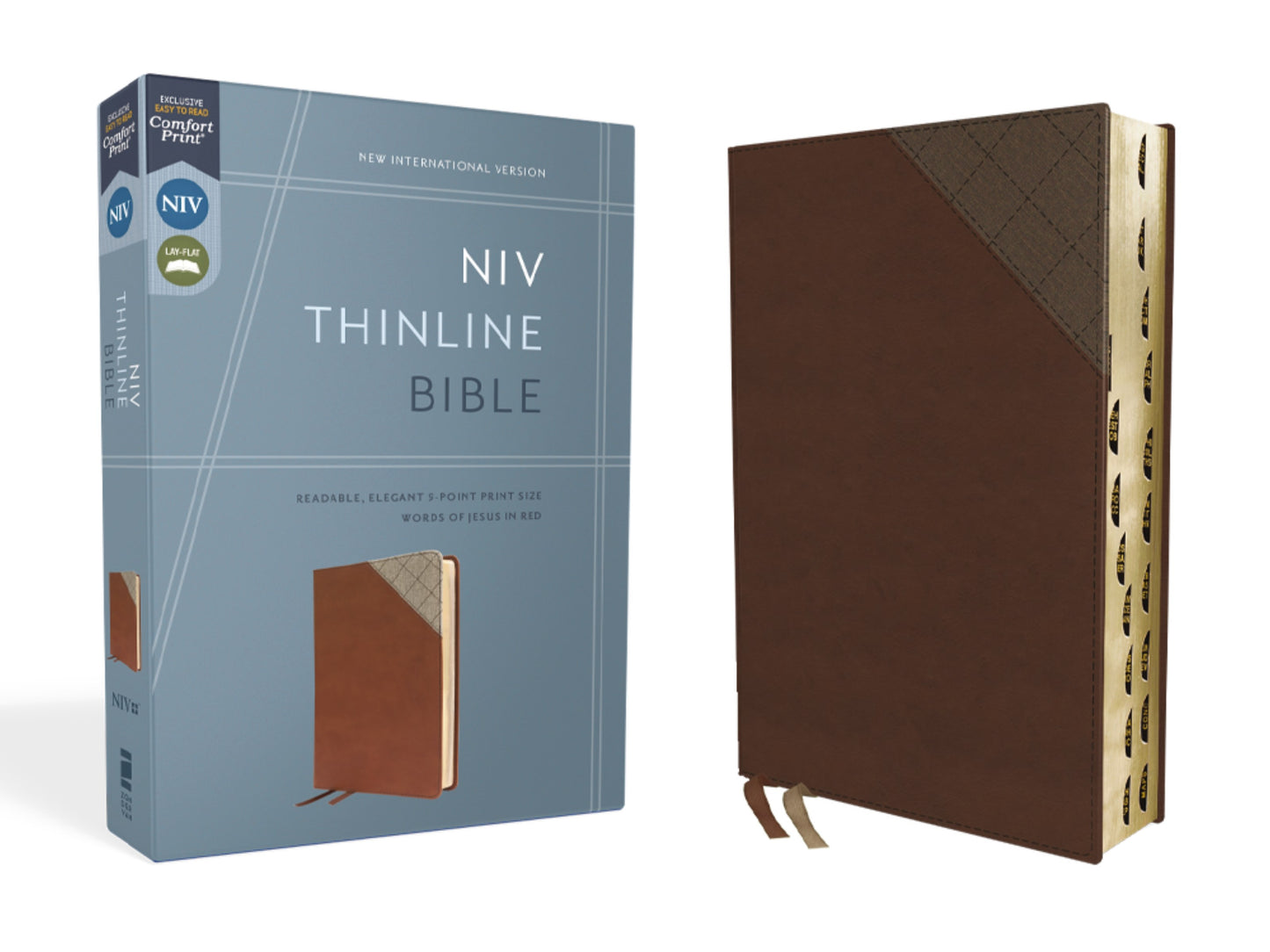 NIV Thinline Bible (Comfort Print)-Brown Leathersoft Indexed