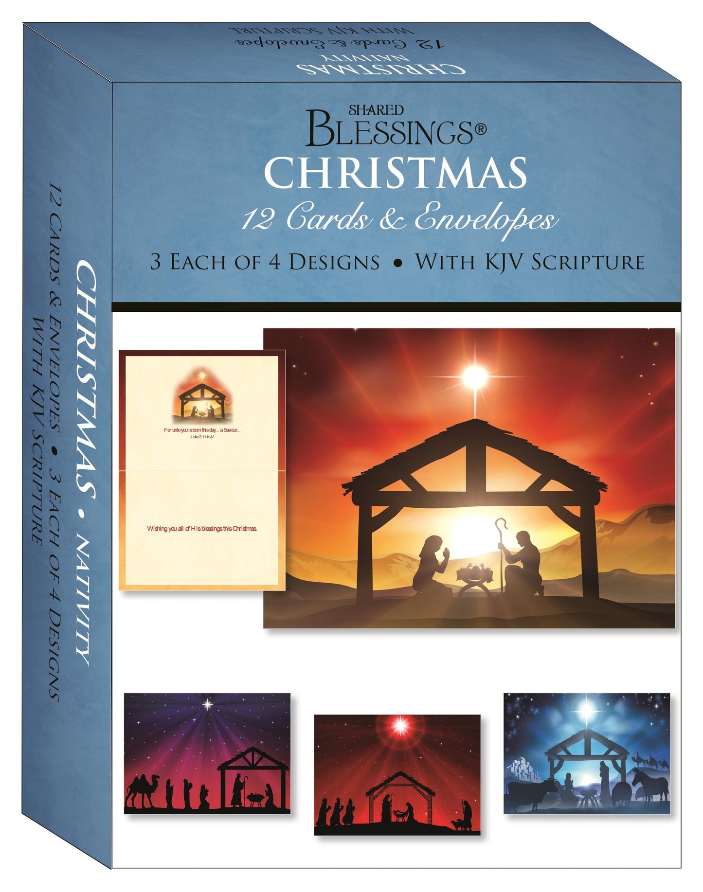 Boxed Card-Christmas: Nativity Assortment (Shared Blessings) (Box Of 12)