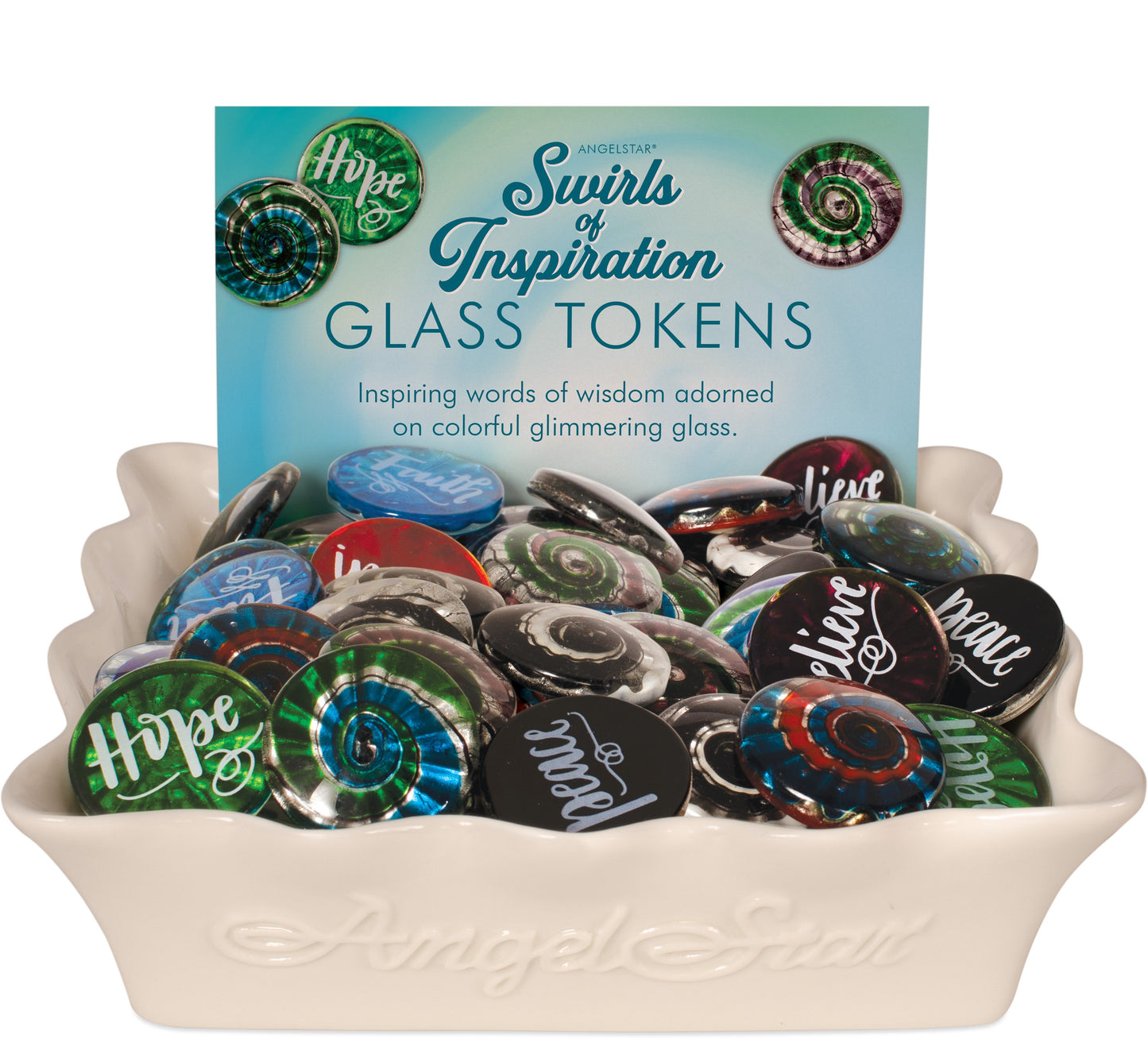 Display-Swirls of Inspiration Glass Token-Assortment(1.5") (72 Pieces)
