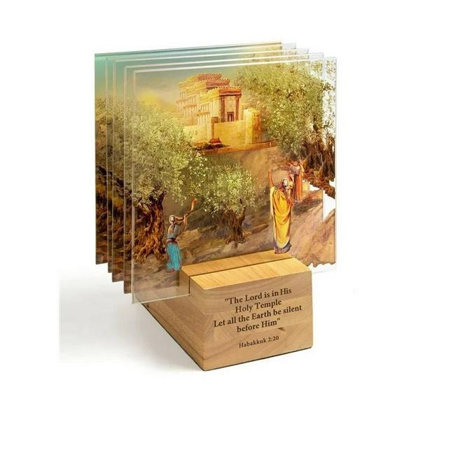 Holy Temple 3D Glass Artwork In Wood Stand (#8200)