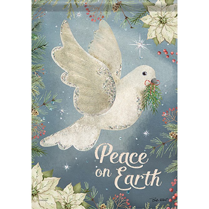 Flag-Garden-Glitter-Peace Dove (12.5" x 18")