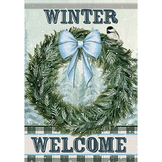 Flag-Garden-Foil-Winter Welcome (12.5" x 18")