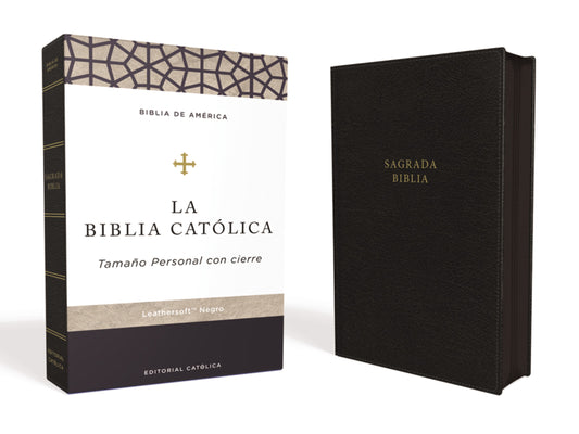 Span-LBLA Catholic Bible/Personal Size (La Biblia Catolica  Tamano Pesonal Con Cierre)-Brown Leathersoft With Zipper
