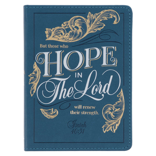 Journal-Handy Faux Leather-Hope in The Lord Isaiah 40:31-Deep Ocean Blue