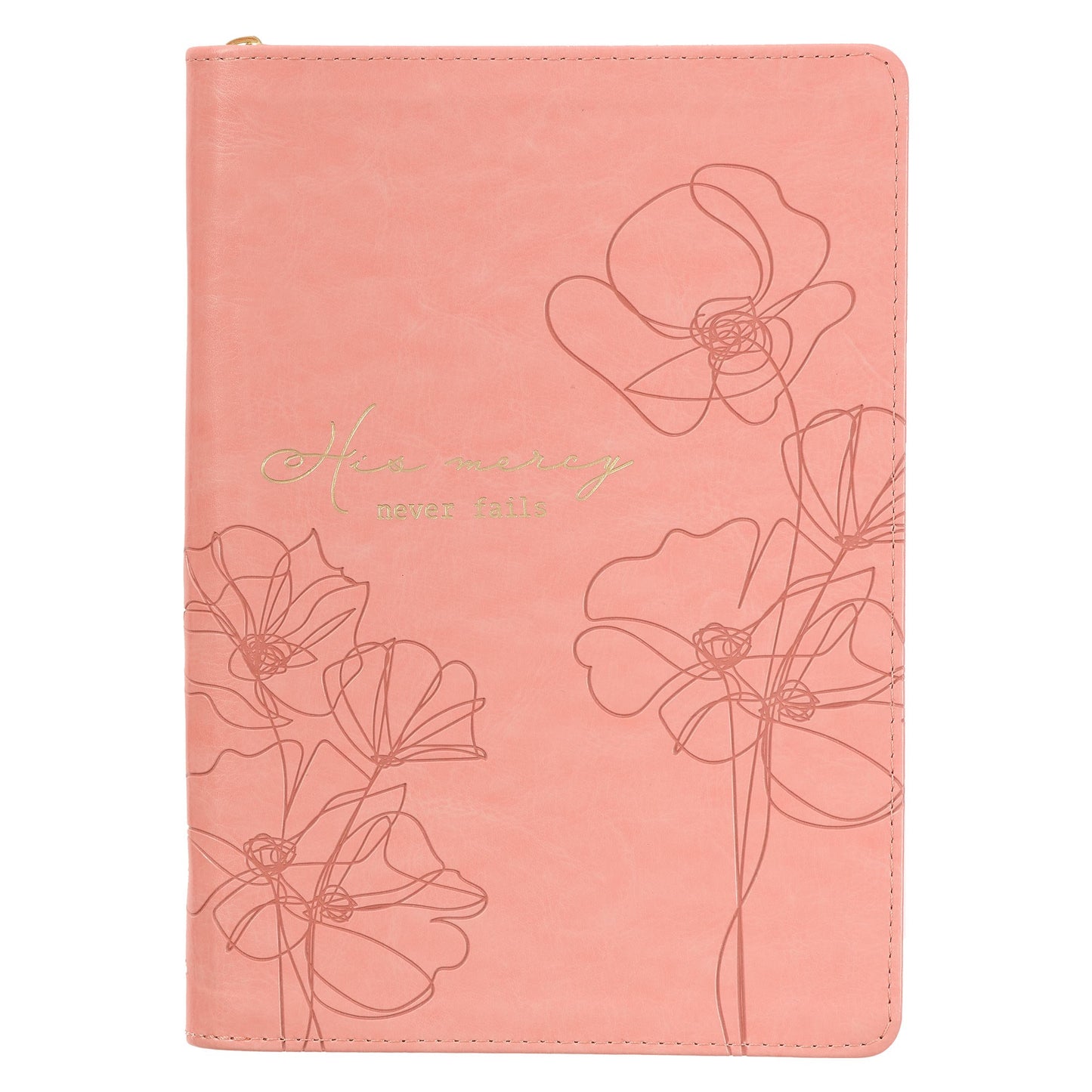Journal-Classic w/Zip-His Mercy Never Fails-Pink