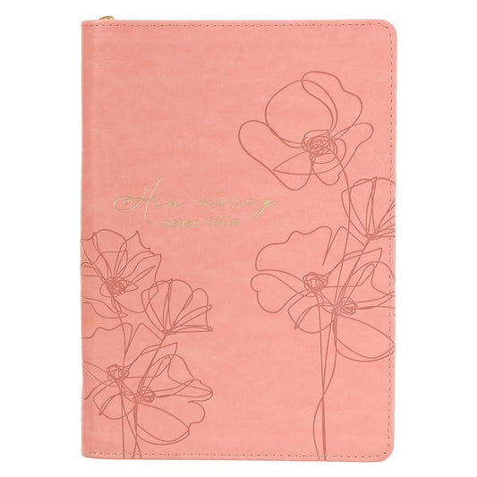Journal-Classic w/Zip-His Mercy Never Fails-Pink