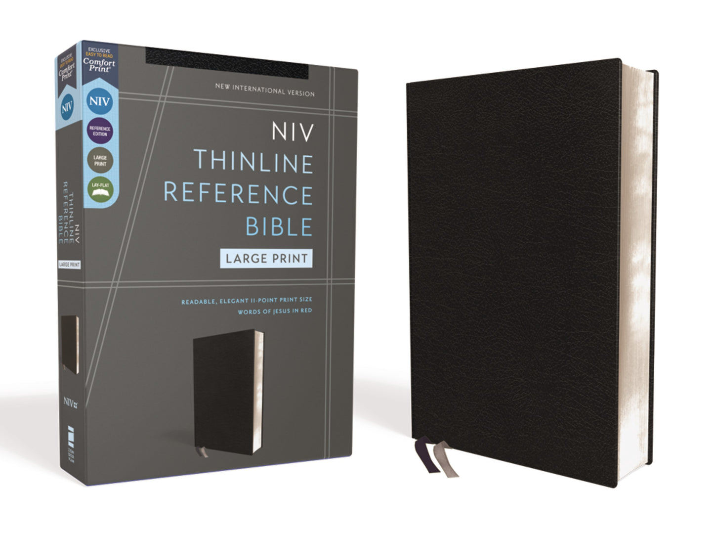 NIV Thinline Reference Bible/Large Print (Comfort Print) Black European Bonded Leather