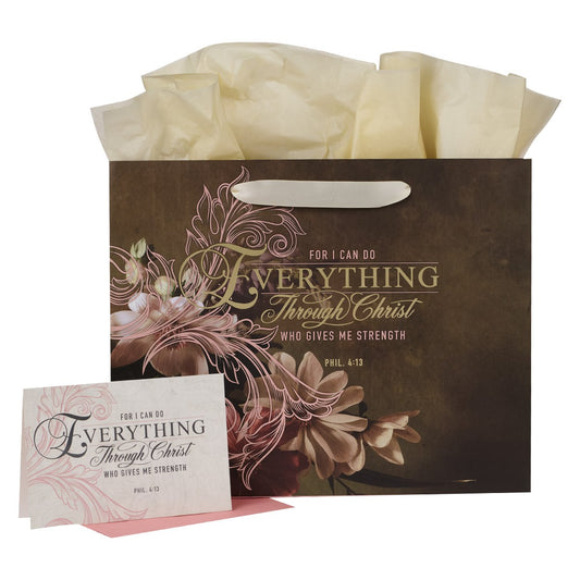Gift Bag with Card-Large Landscape-Everything Through Christ Phil 4:13