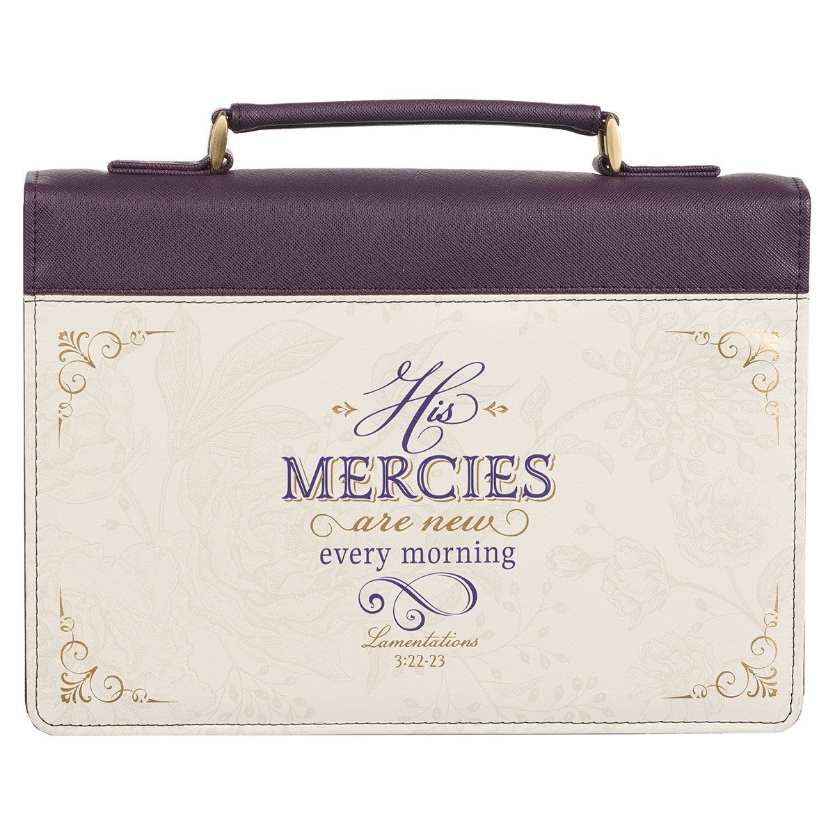 Bible Cover-His Mercies Are New Every Morning (Lamentations 3:22-23)-Dark Amethyst Purple Fashion-Medium