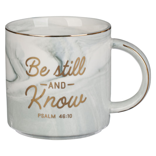 Mug-Be Still & Know (Psalm 46:10)-Gray Marbled (MUG931)