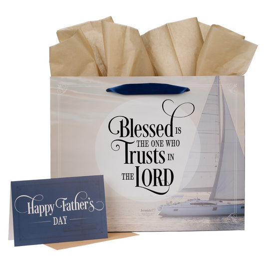 Gift Bag with Card-Large Landscape-Blessed Father's Day Jer 17:7