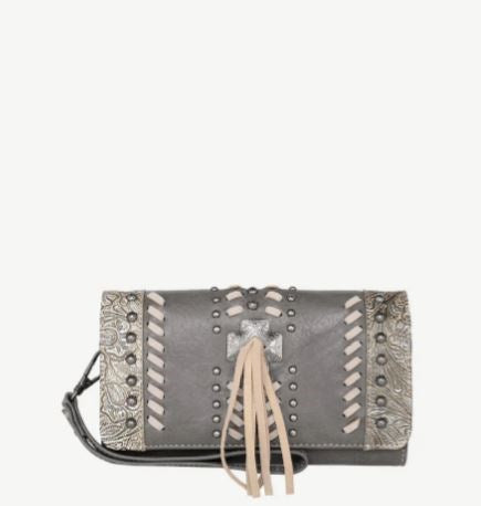 Wallet-Cross with Tassel-Gray
