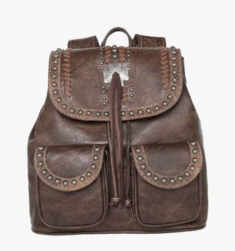 Backpack-Cross With Tassel-Coffee