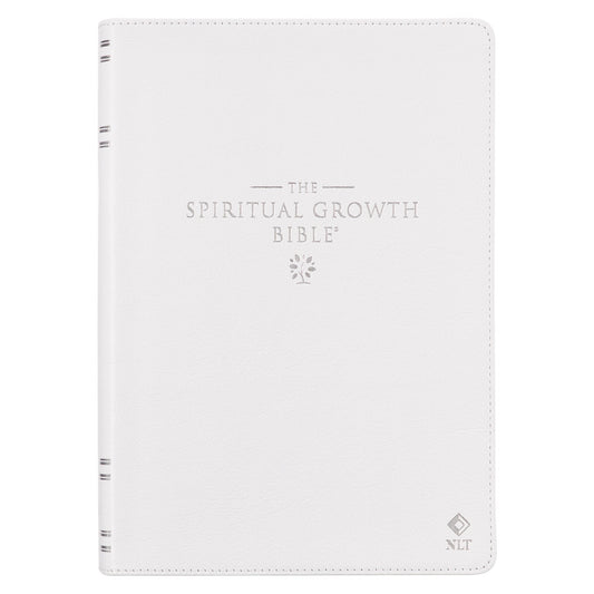 NLT Spiritual Growth Bible-White Full-Grain Leather