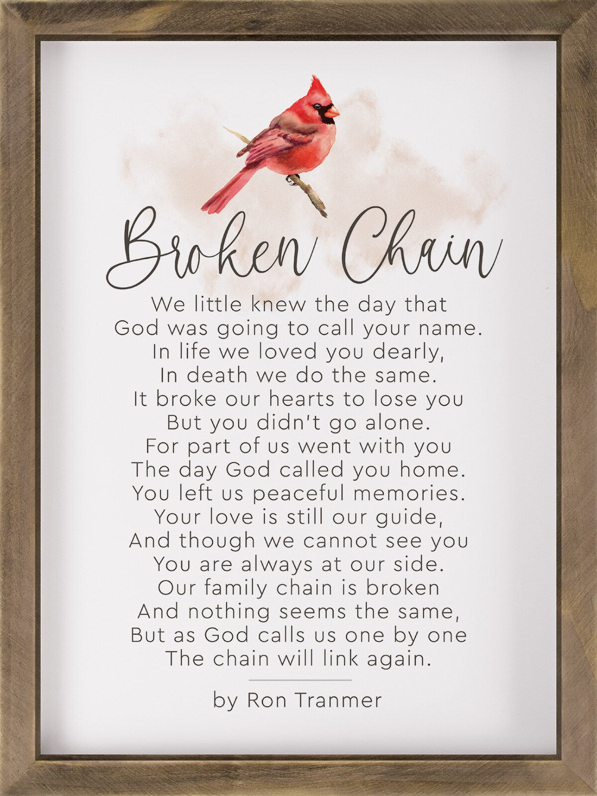 Framed Art-Broken Chain/Cardinal (13 x 17)