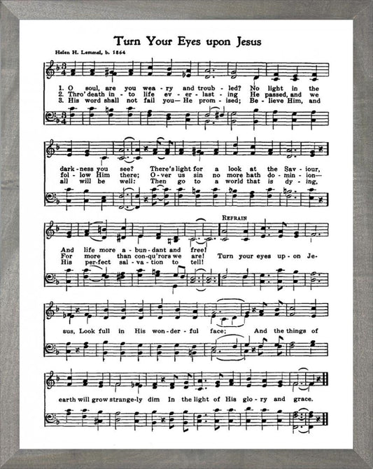 Framed Art-Turn Your Eyes Upon Jesus (11 X 14) (Hymn Art)