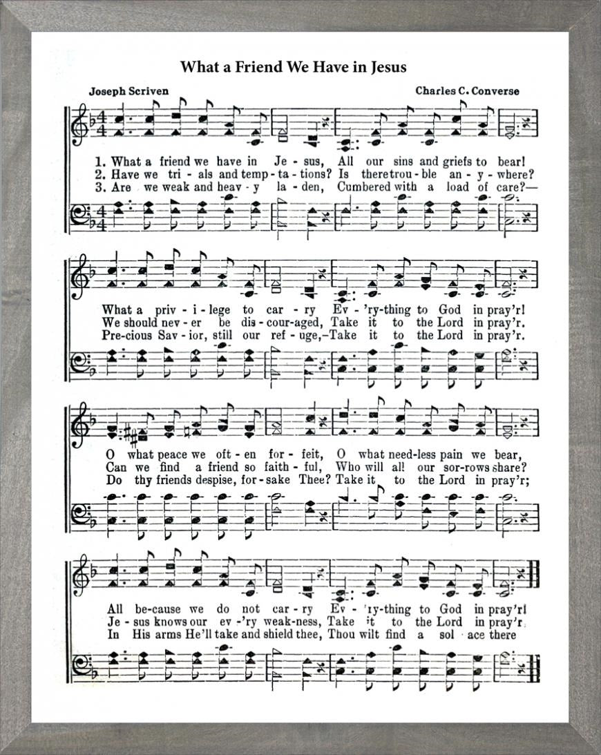 Framed Art-What A Friend We Have In Jesus (11 X 14) (Hymn Art)