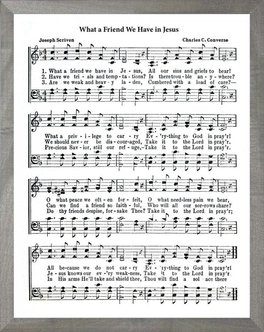 Framed Art-What A Friend We Have In Jesus (11 X 14) (Hymn Art)