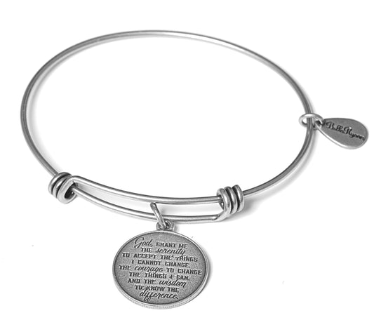 Bracelet-Silver Serenity Prayer-Bangle