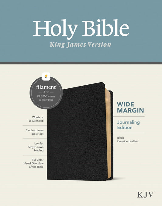 KJV Wide Margin Bible  Filament Enabled-Black Genuine Leather