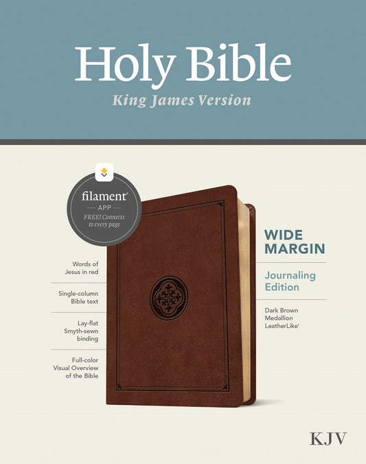 KJV Wide Margin Bible  Filament Enabled-Dark Brown Medallion LeatherLike