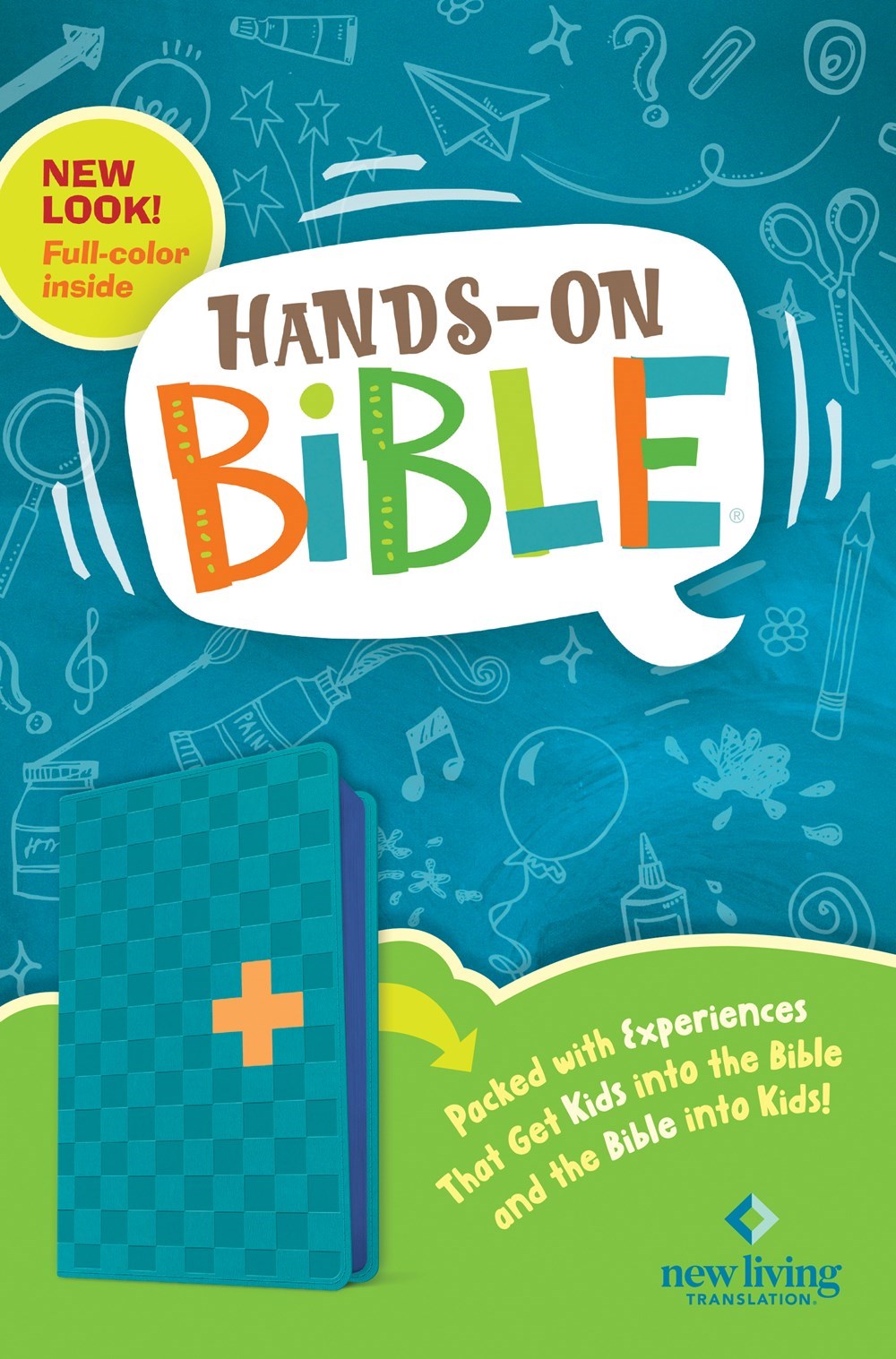 NLT Hands-On Bible (Third Edition)-Blue Check Cross LeatherLike