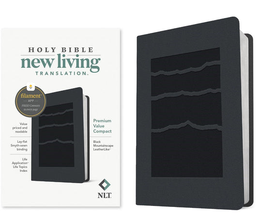 NLT Premium Value Compact Bible  Filament Enabled-Black Mountainscape LeatherLike