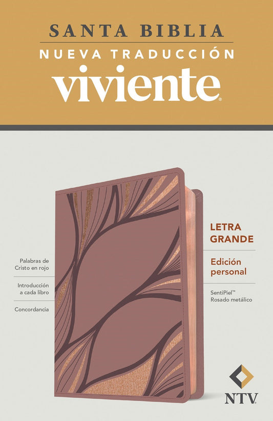 NTV Edicion Personal/Letra Grande (NLT Personal Size Large Print)-Rose Metallic LeatherLike