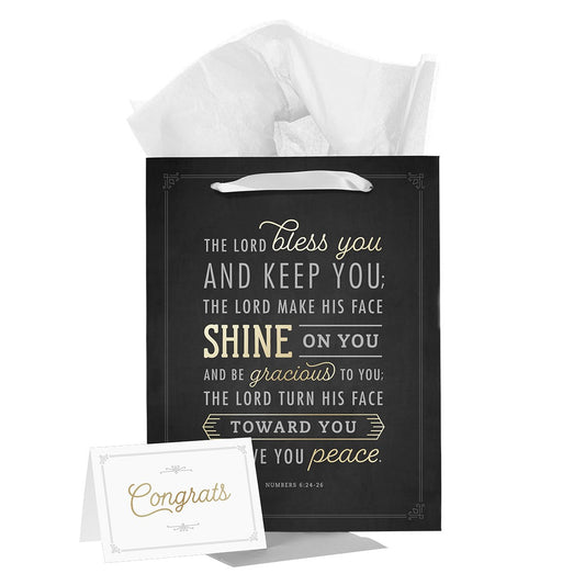 Gift Bag w/Card-Large Portrait-The Lord Bless You and Keep You Num. 6:24-26