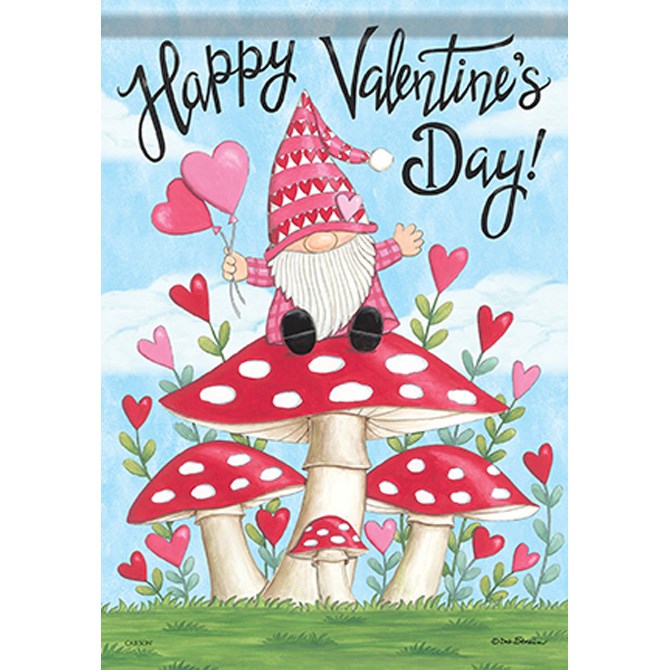 Flag-Garden-Glitter-Valentine Gnome (12.5" x 18")