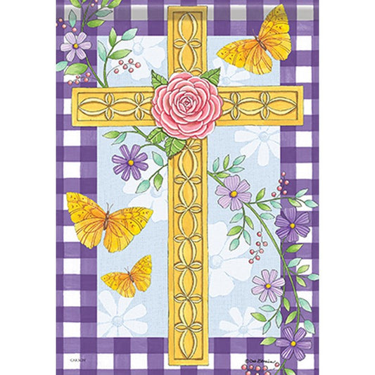 Flag-Garden-Durasoft-Floral Easter Cross (12.5" x 18")