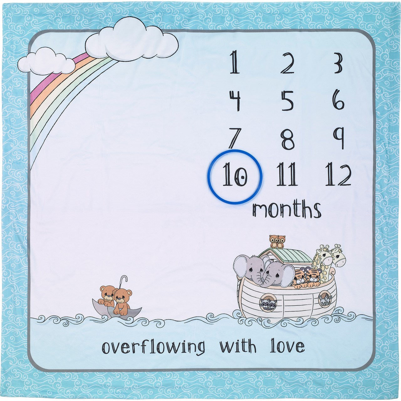 Blanket-Noahs Ark-Overflowing With Love Milestone (42"X 42")