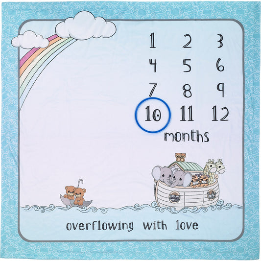 Blanket-Noahs Ark-Overflowing With Love Milestone (42"X 42")