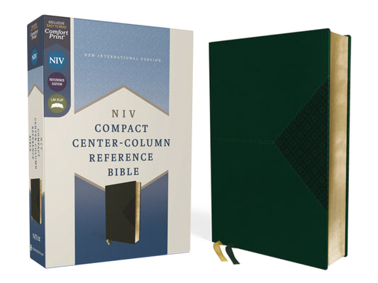 NIV Compact Center-Column Reference Bible (Comfort Print)-Green Leathersoft