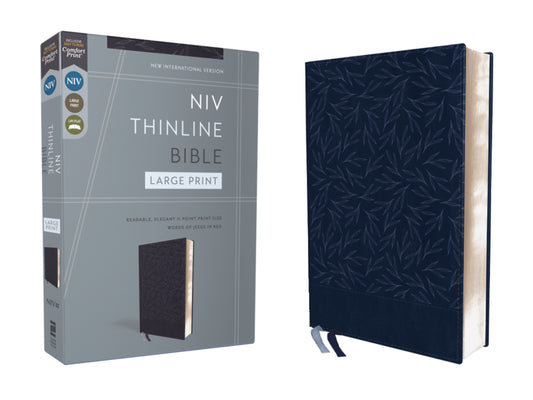 NIV Thinline Bible/Large Print (Comfort Print)-Navy Leathersoft