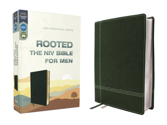 NIV Rooted: The NIV Bible For Men (Comfort Print)-Green Leathersoft