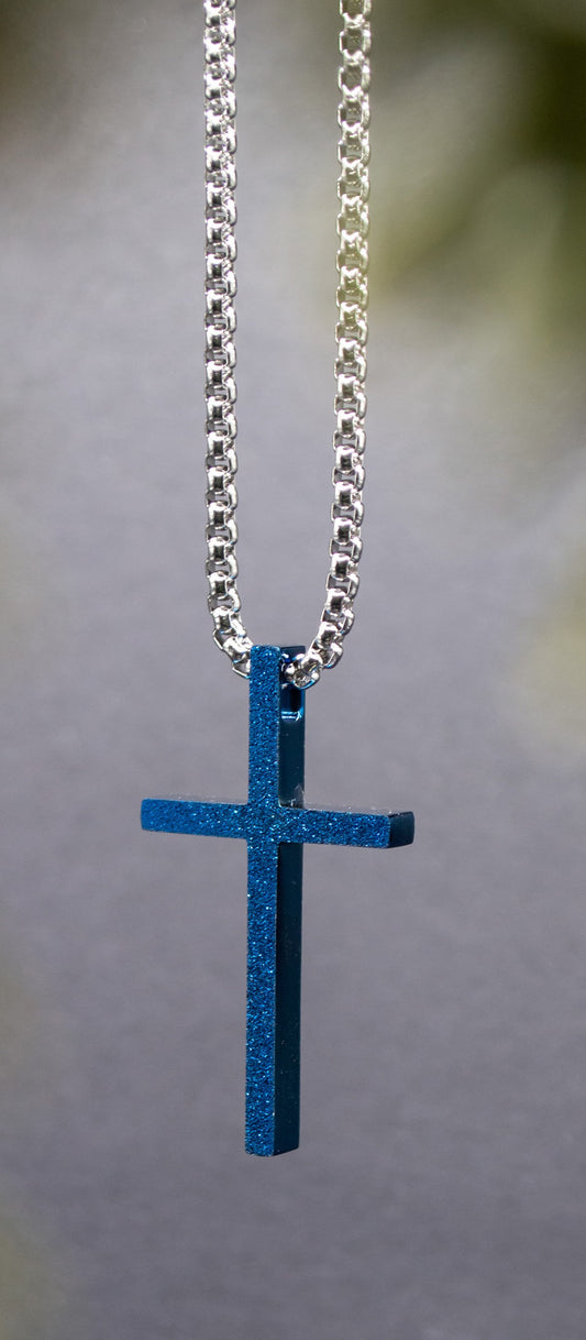 Necklace-Eden Merry-Sparkle Cross-Blue