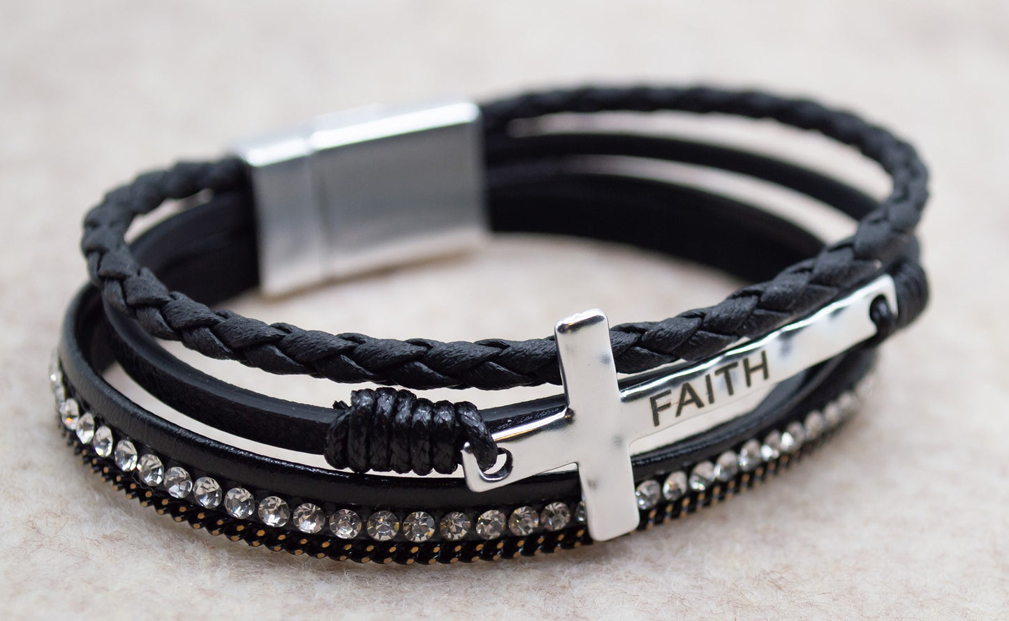 Bracelet-Eden Merry-Faith-Cross-Black