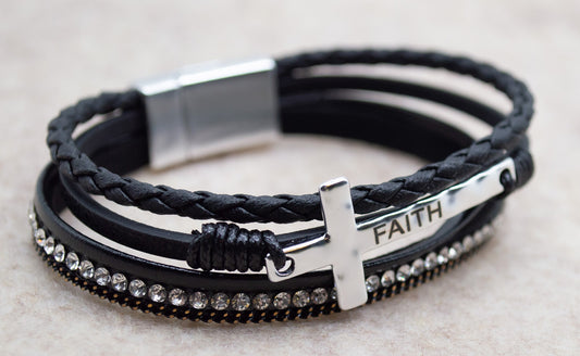 Bracelet-Eden Merry-Faith-Cross-Black