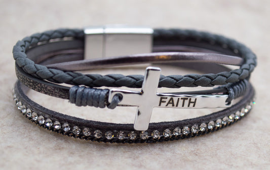 Bracelet-Eden Merry-Faith-Cross-Grey