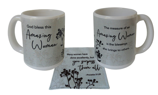 Mug w/Fabric Coaster-Amazing Woman