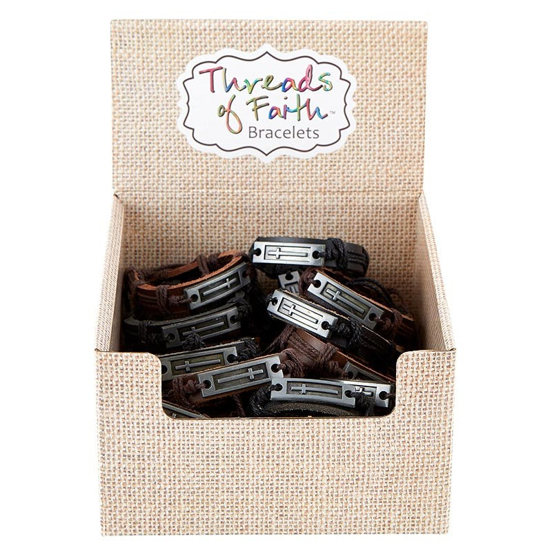 Bracelet-Threads Of Faith-Cross w/Display (8") (2 Asst) (24 Pcs) (PKGT)