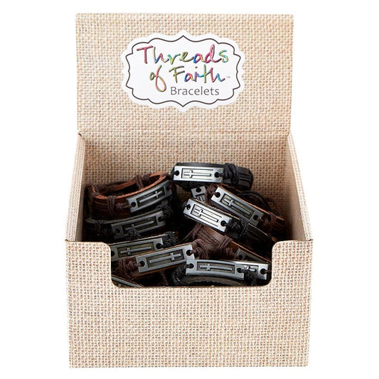 Bracelet-Threads Of Faith-Cross w/Display (8") (2 Asst) (24 Pcs) (PKGT)