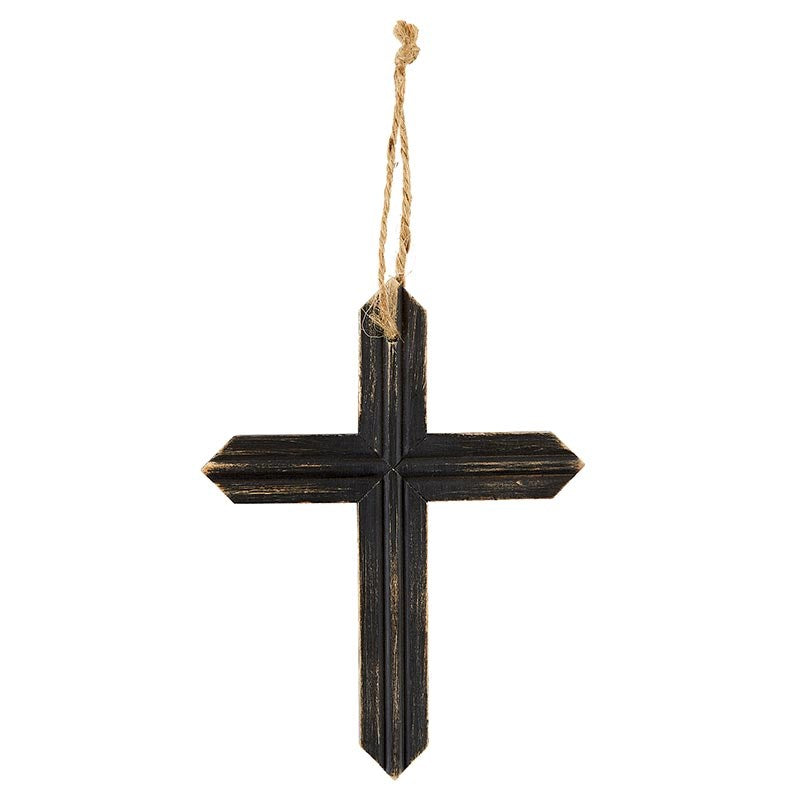 Hanging Cross-Black Fir Wood (5.5" x 7.8")