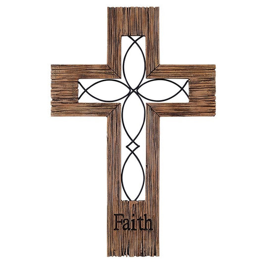 Wall Cross-Ichthys-Faith (12"H)