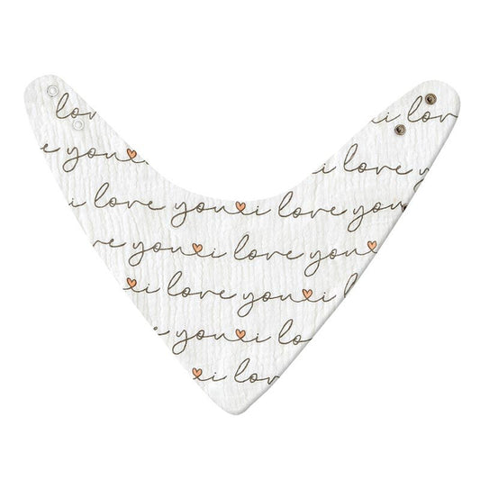 Muslin Bandana Bib-Love You/White