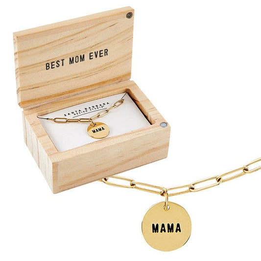 Necklace-Link Chain in Wooden Box-Mama (17" w/2"Extender)