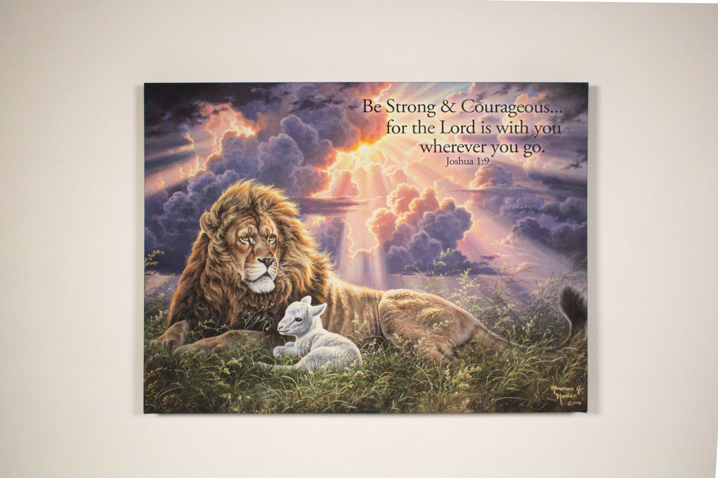 Mounted Print-Perfect Peace (Lion & Lamb) w/Scripture (Backlit Print) (18" x 24")