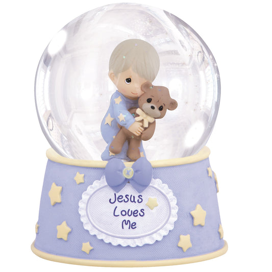Musical Snow Globe-Jesus Loves Me Bear-Boy