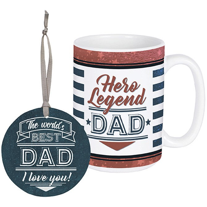 Mug-Hero Legend Dad w/Tag-15 Oz (Pack Of 2)